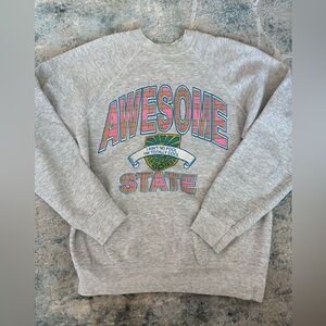Tultex Gray Awesome State Crewneck Sweater